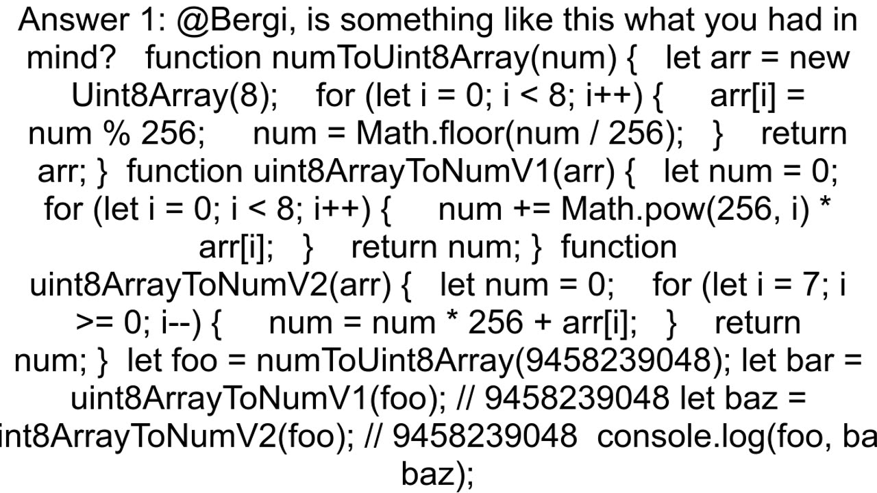 How to convert a Javascript number to a Uint8Array