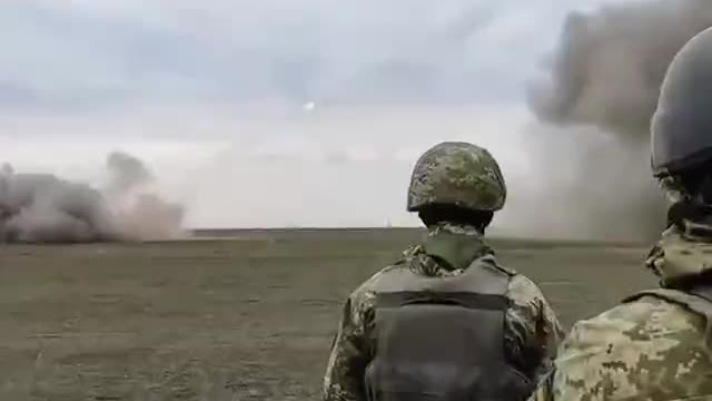 Ukrainian BM-21 Battery In Action