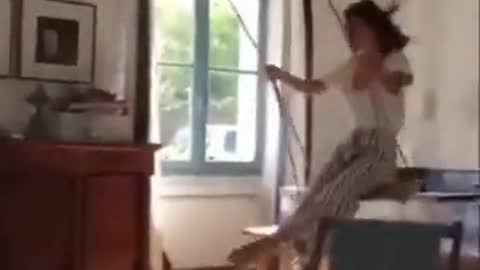 Beautiful girl swinging