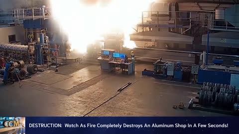 INDUSTRIAL: Watch As Fire Completely Destroys An Aluminum Shop In A Few Seconds!