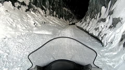 Snowmachining thru a Glacier Cave in Alaska (1080p)