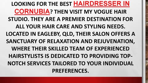 Best Hairdresser in Cornubia