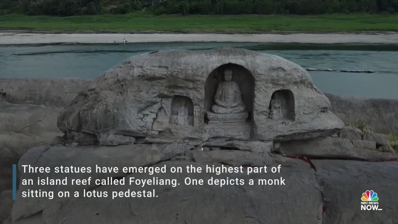 Receding Waters Of China's Yangtze River Reveals Ancient Buddhist Statues