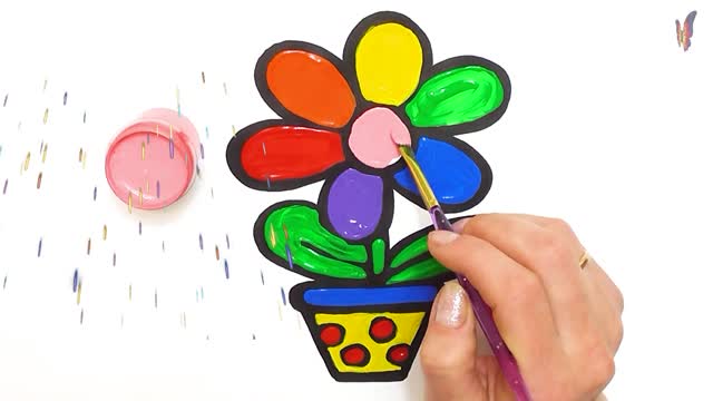 Coloring book for kids Rainbow Flower.