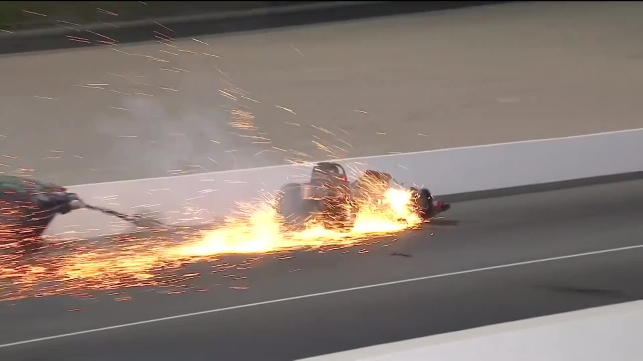 Top Alcohol Funny Car driver Doug Gordon walks away from a crash in Vegas