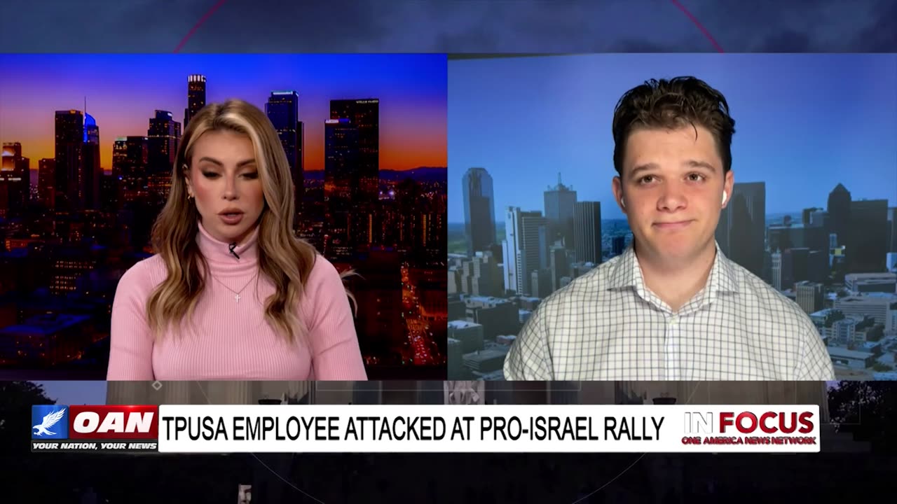 IN FOCUS: TPUSA Employee Attacked at Pro-Israel Rally with Gabe Poirot - OAN