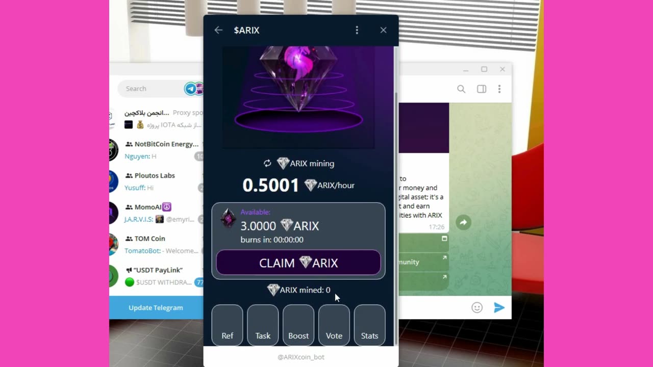 New Mining ARIX Coin Telegram Mining