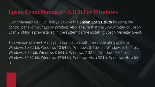 Epson Event Manager Software Downloads (817) 587-2017 for Mac, Windows