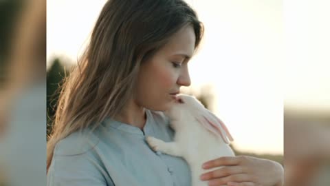 Girl and Cute Bunny