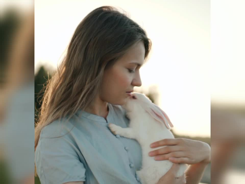 Girl and Cute Bunny