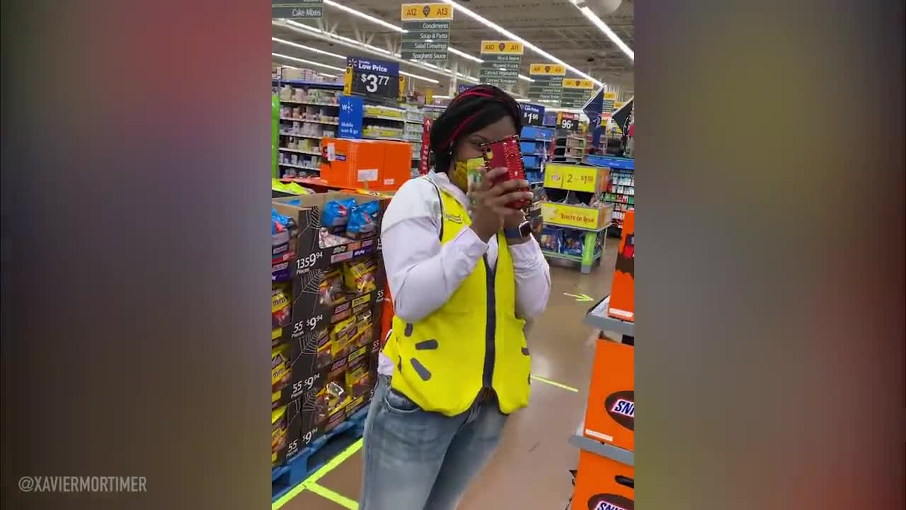 Man flies while shopping