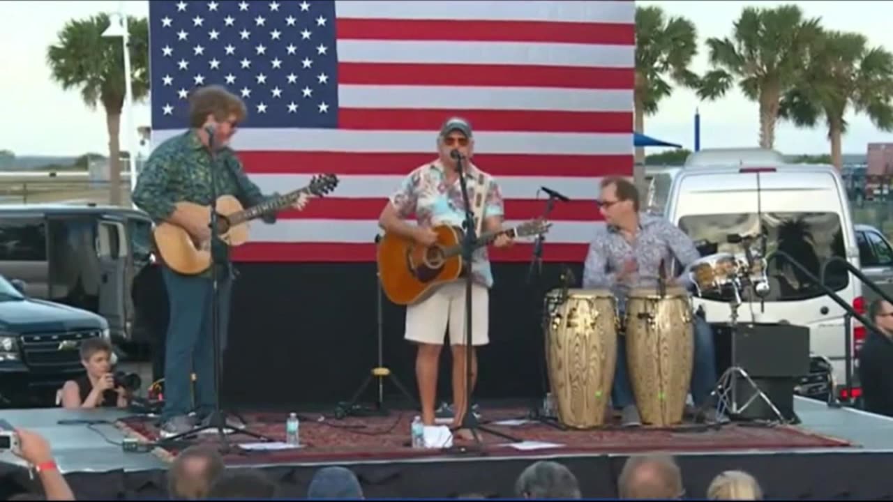 Jimmy Buffett sings Changes in Latitudes, Changes in Attitudes at Biden Hillary Clinton rally