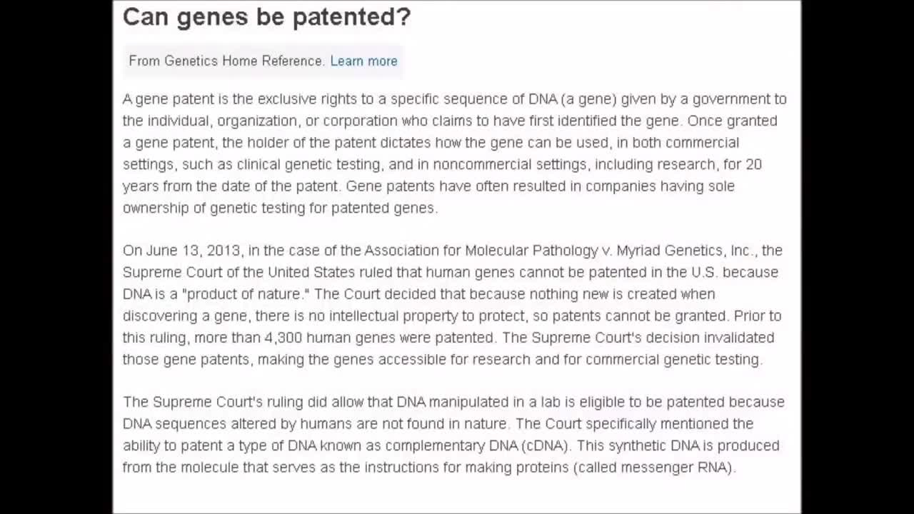 Can genes be patented? DNA