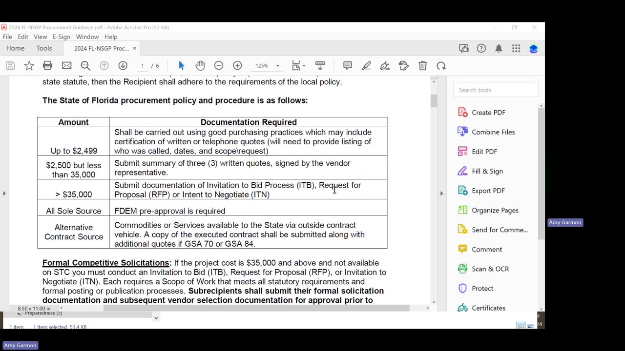 FL-NSGP Procurement Guidance & Grant Reporting Forms Review