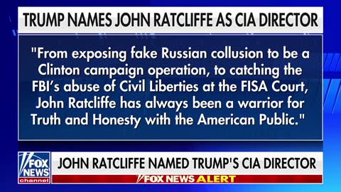 President-elect Trump names John Ratcliffe as his CIA director