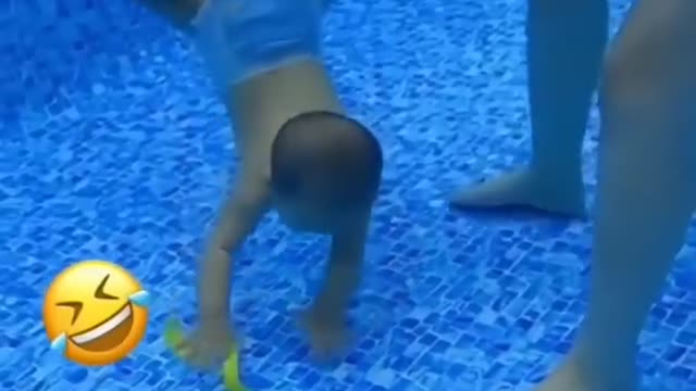 baby swimming in the pool