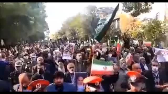 Iranian diaspora in Kiev Vs Iranian pro government march happening just now in Iran.