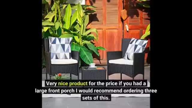 Shintenchi 3 Pieces Outdoor Patio Furniture Set, Portable Rattan Chair Wicker Furniture for Backyard