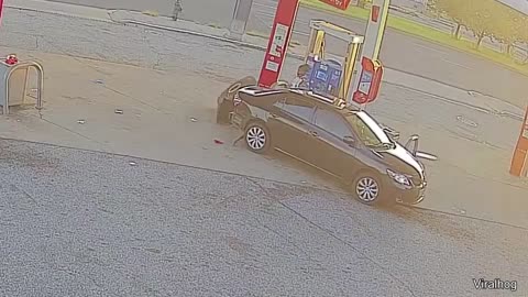 Random Tire Crashes Into Car