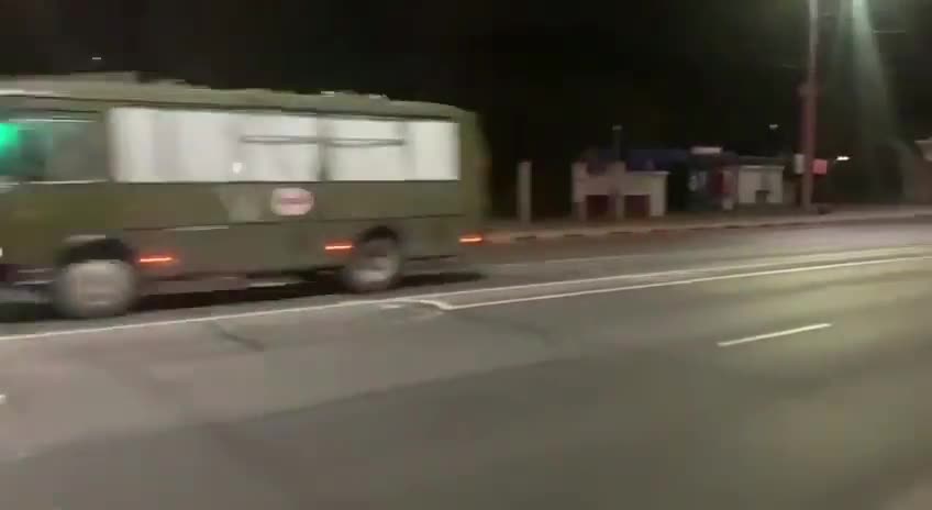 BREAKING... Scenes of buses said to be carrying dead and wounded Russian forces in Gomel, Belarus