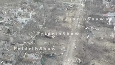 Destroyed Ukrainian positions in the village of Marinka