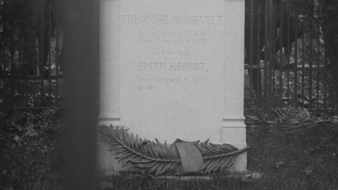 Close-Up Of Theodore Roosevelt's Grave (1920 Original Black & White Film)