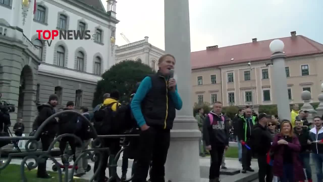 Ljubljana Slovenia - anti-vaccination protest in front of the parliament - 20.10.2021