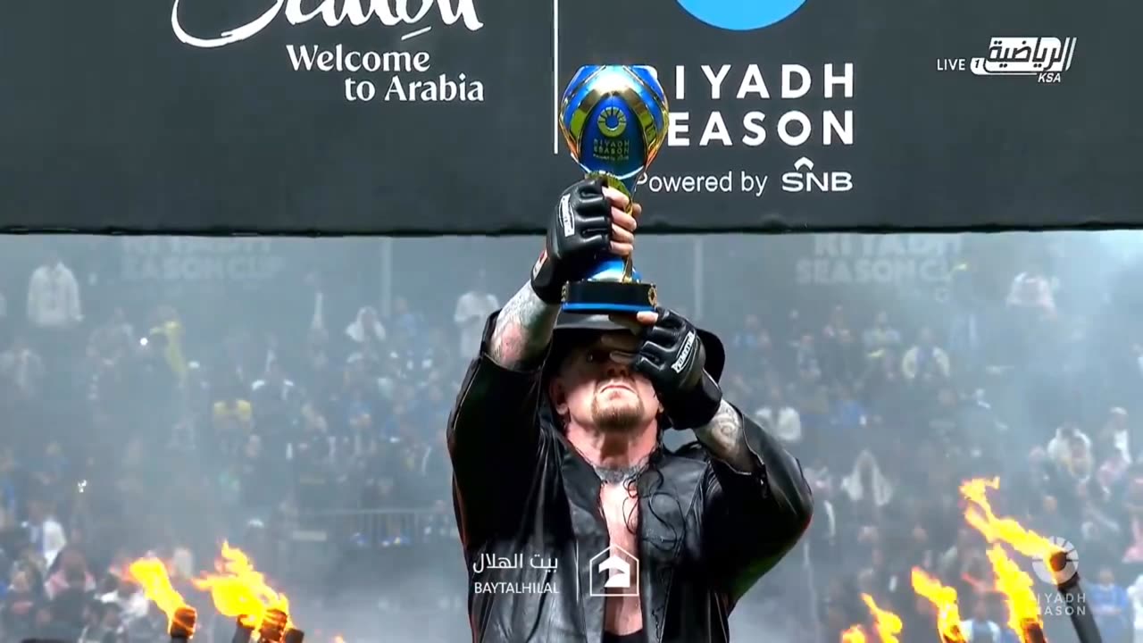 The Undertaker entrance before the Al Nassr vs Al Hilal match in the Riyadh Season Cup