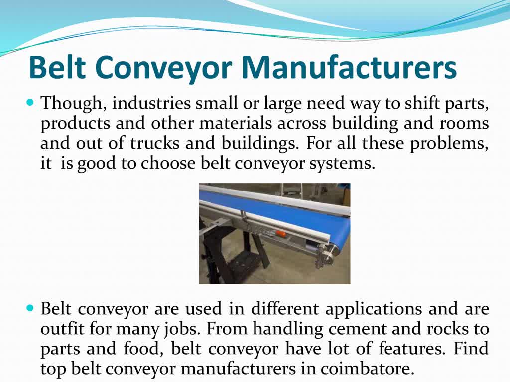 Belt Conveyor Manufacturers in Coimbatore - How to Choose Conveyors