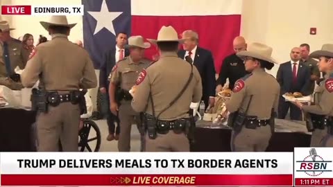 Trump serves meals to Texas National Guard soldiers,