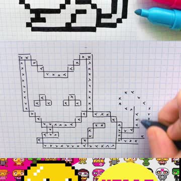 how to Draw Cat 2 - Hello Pixel Art by Garbi KW #shorts