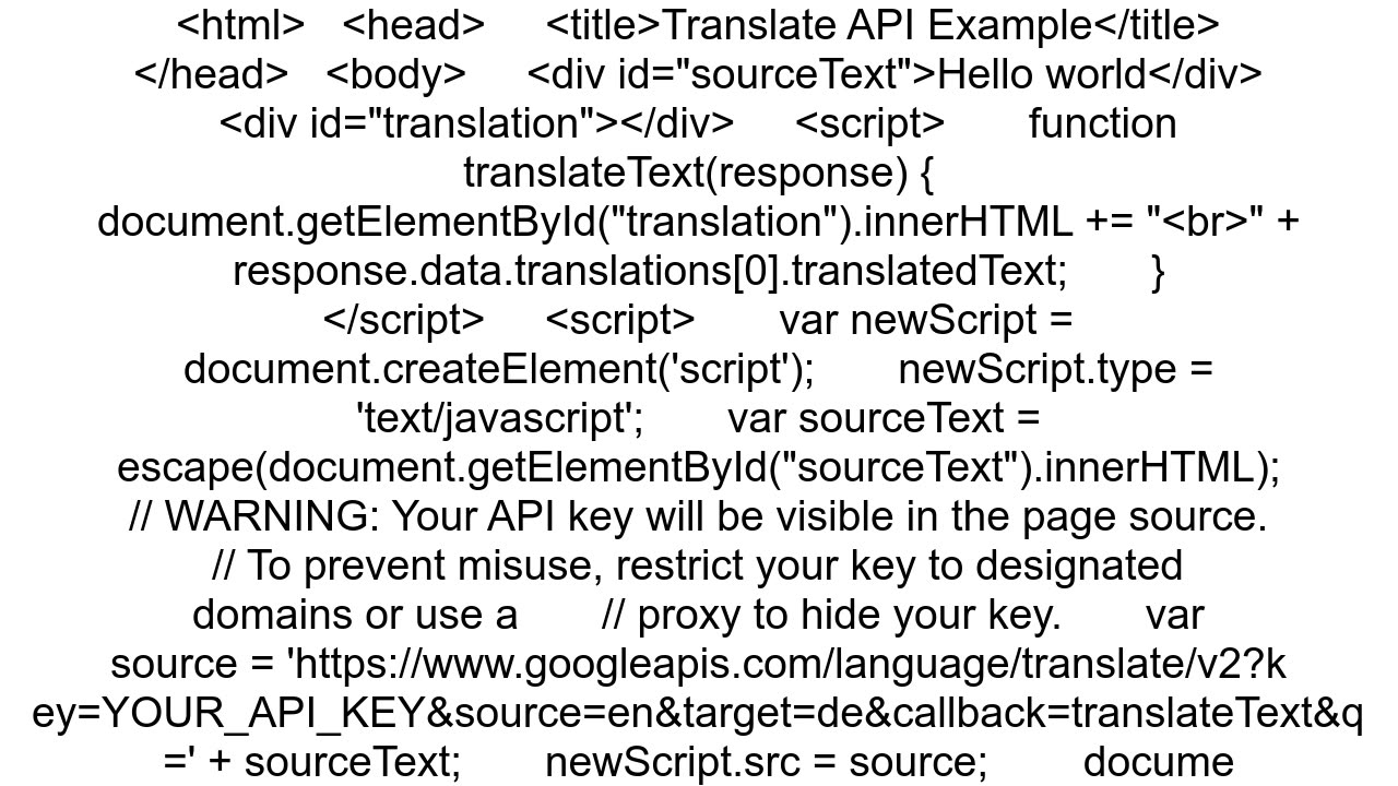 Example for Google Translate API