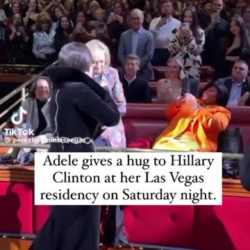 Adele Gives Hug To Hillary Clinton Saturday Night in Las Vegas