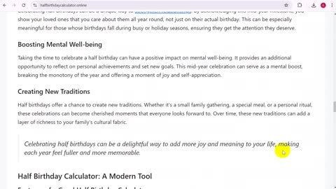 Half Birthday Calculator