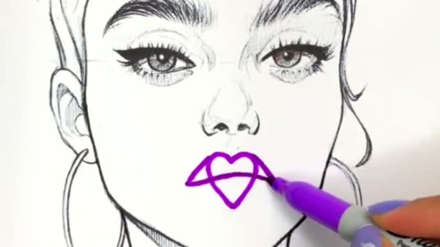 How to draw lips 💜😊 #art #lips #drawing #shorts