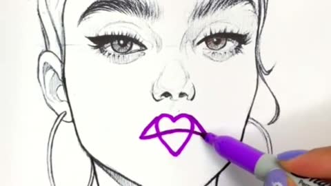 How to draw lips 💜😊 #art #lips #drawing #shorts