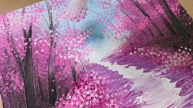 Painting Brilliant Pink Forest | How to Draw Little Red Riding Hood