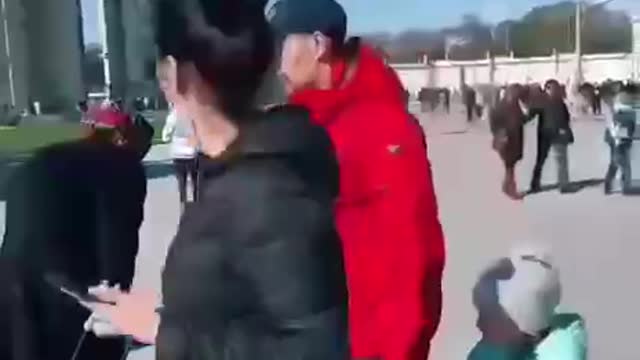 Grandma in Russia rides a hoverboard