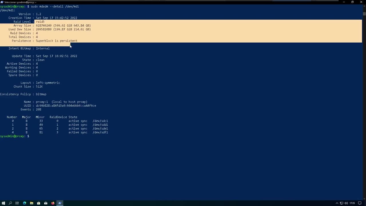 Configurar LVM y RAID5 para Squid Proxy