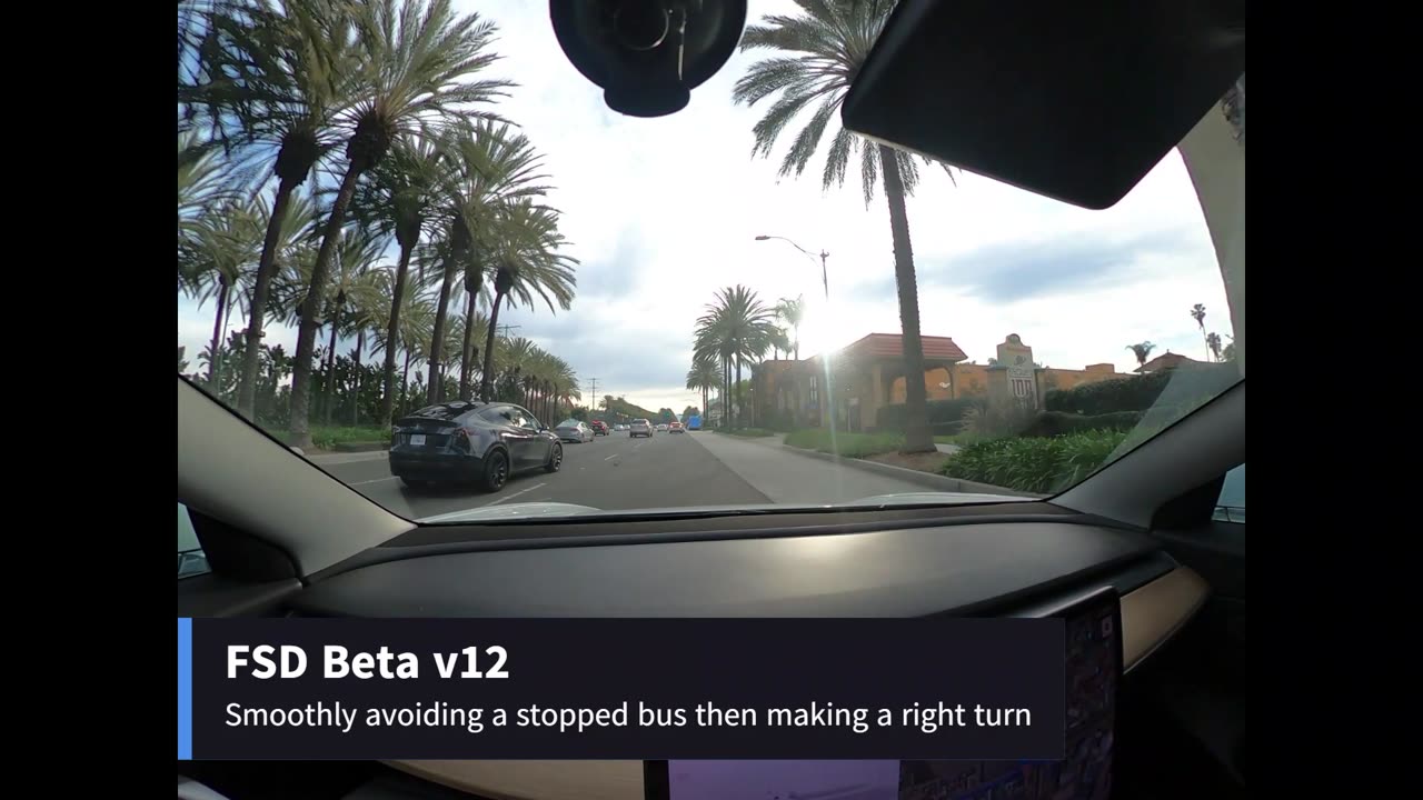 FSD Beta v12 - Avoiding a bus then merging