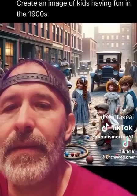 Get outdoors, get oit of upside down land. Kids through the decades. AI art.