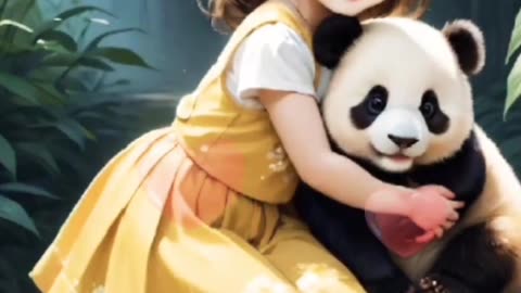 Girl and Panda Friendship