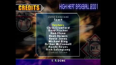 Sammy Sosa High Heat Baseball 2001 Credits