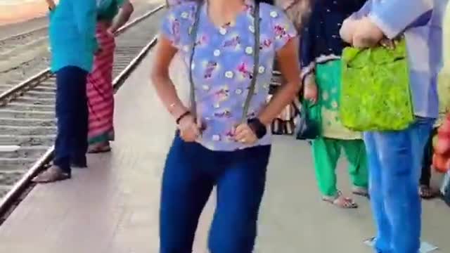 Girl dancing in public viral video. Tiktok star