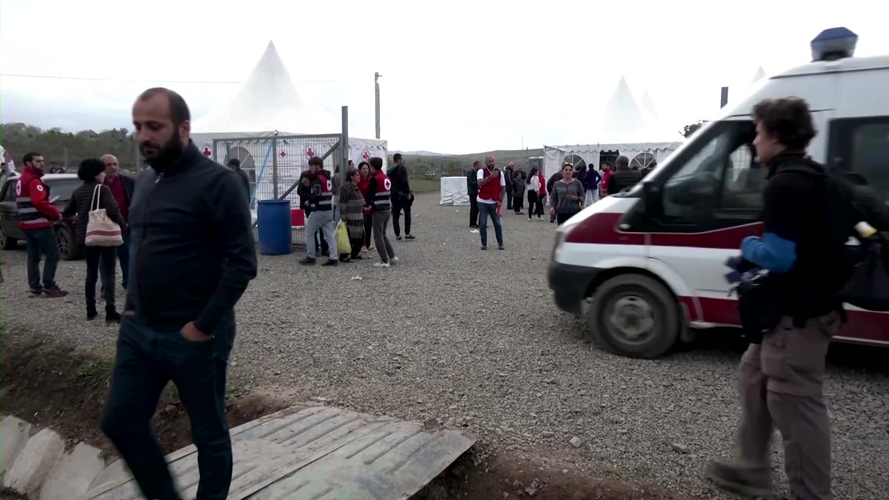 Father reunited with children after fleeing Karabakh