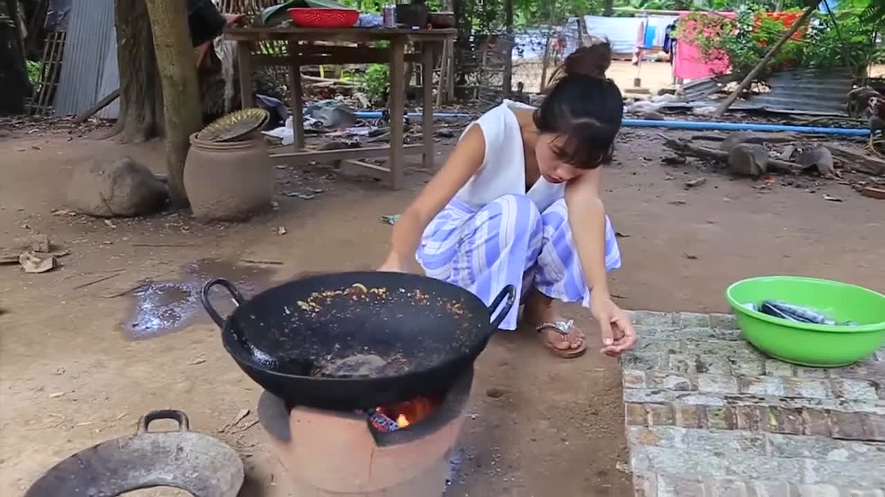 Primitive Technology_ Cooking skill special sea fish _ Cooking skill _ Khmer Survival Skills