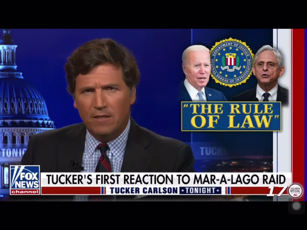 Tucker Carlson‘s first public response to the raid on Mar-a-Lago.