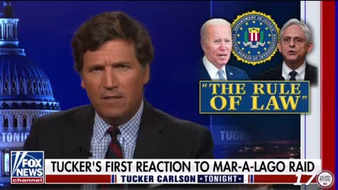 Tucker Carlson‘s first public response to the raid on Mar-a-Lago.