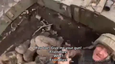 English subtitles: 1 Russian soldier attempts to get 2 Ukrainian soldiers to surrender (+18)