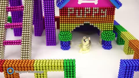 Challenge To Build A Dog House Outdoor Staircase From Magnetic Balls